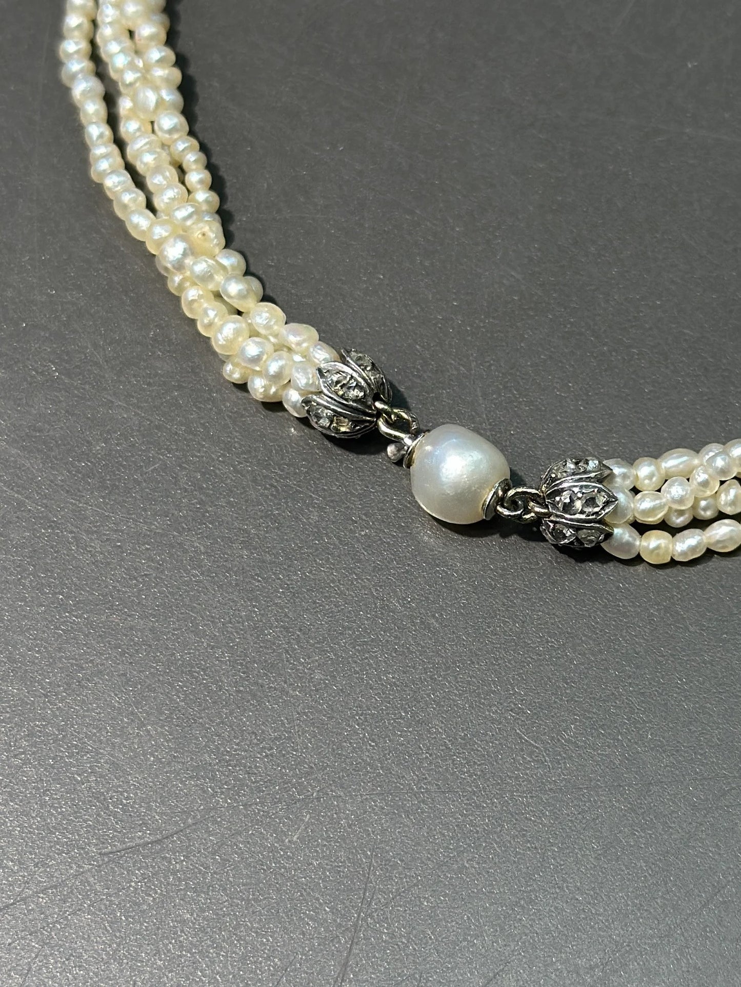 Victorian 14K Gold Natural Saltwater Pearl Bead Necklace GIA Certified