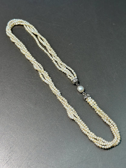 Victorian 14K Gold Natural Saltwater Pearl Bead Necklace GIA Certified
