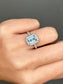 Platinum Aquamarine Diamond Pavé Halo Ring