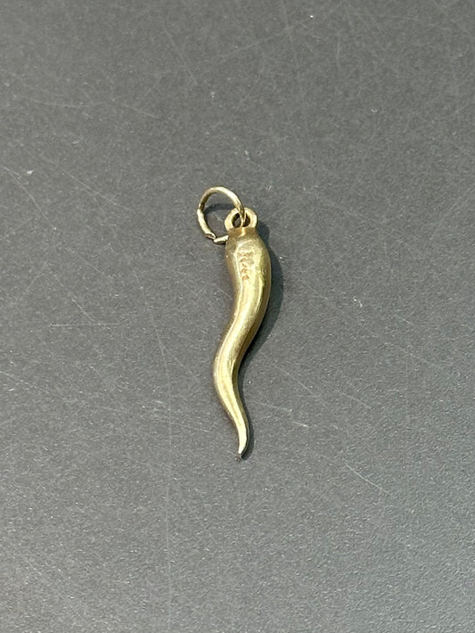 Vintage 14K Gold Solid Lucky Horn Charm