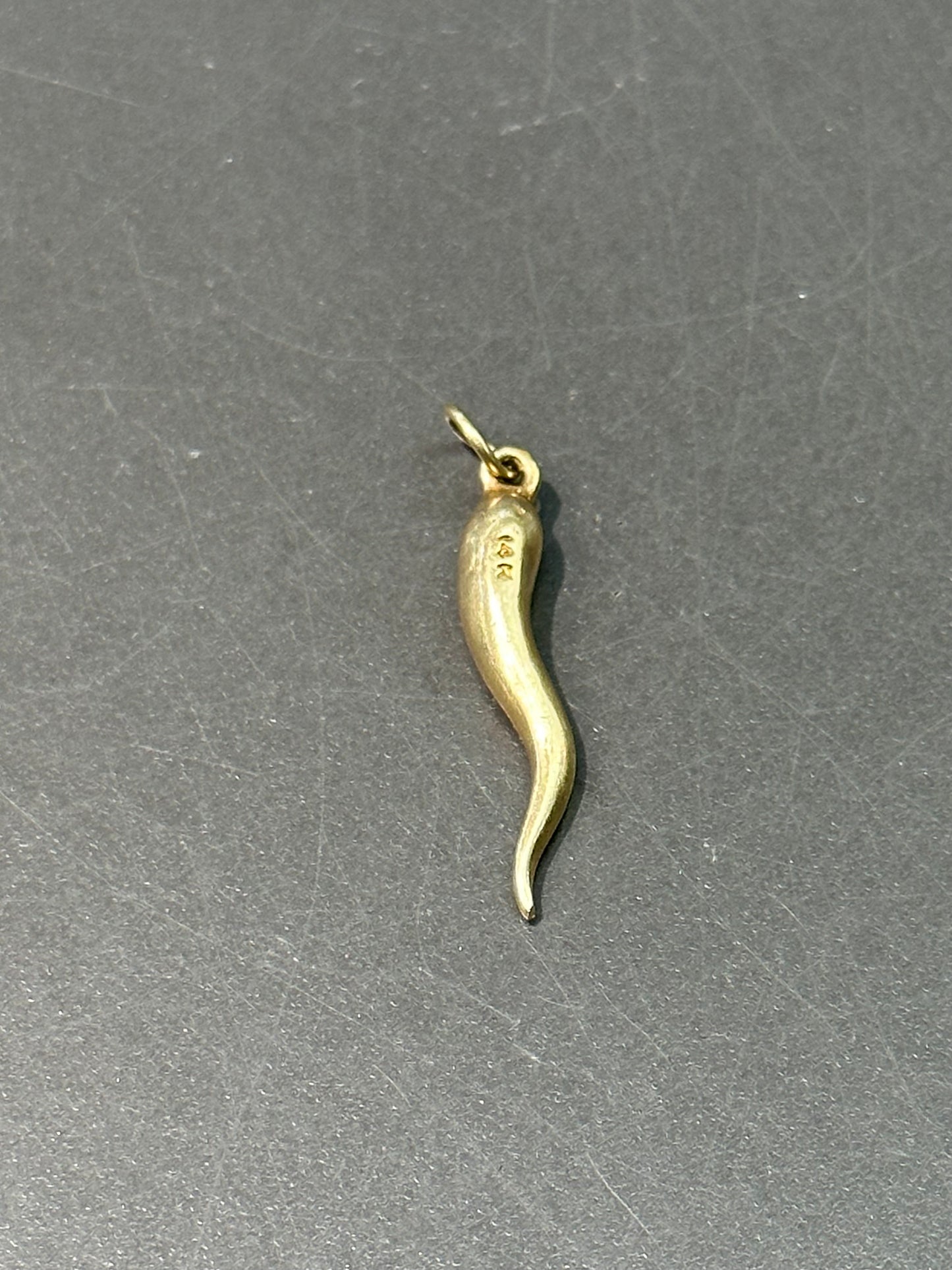 Vintage 14K Gold Solid Lucky Horn Charm