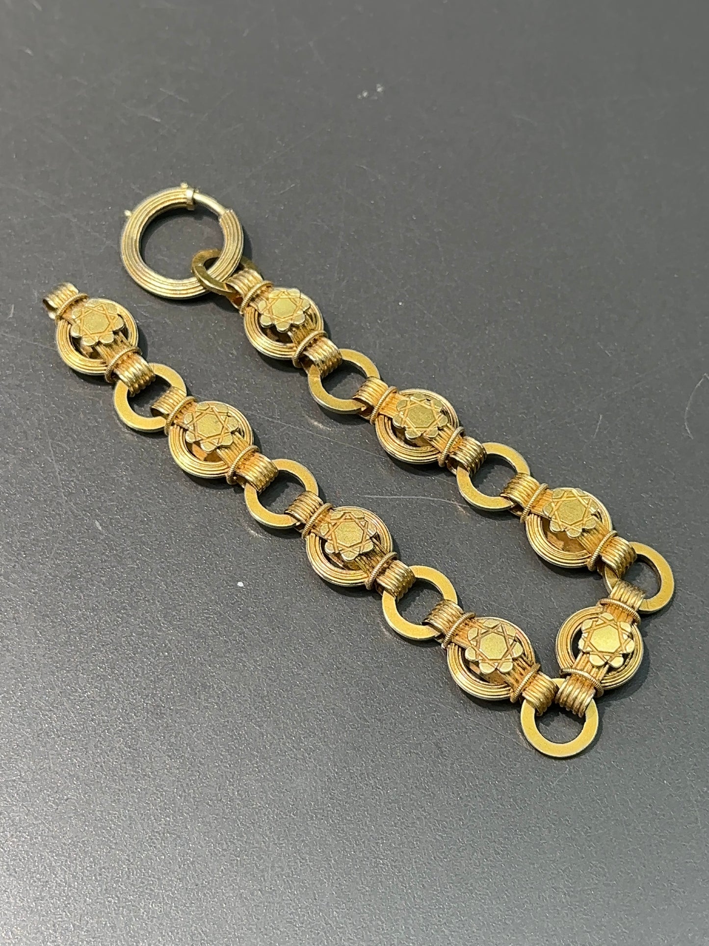 Victorian Etruscan Book Scroll Chain Link Bracelet