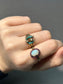 Victorian 14K Gold Ruby and Opal Halo Ring