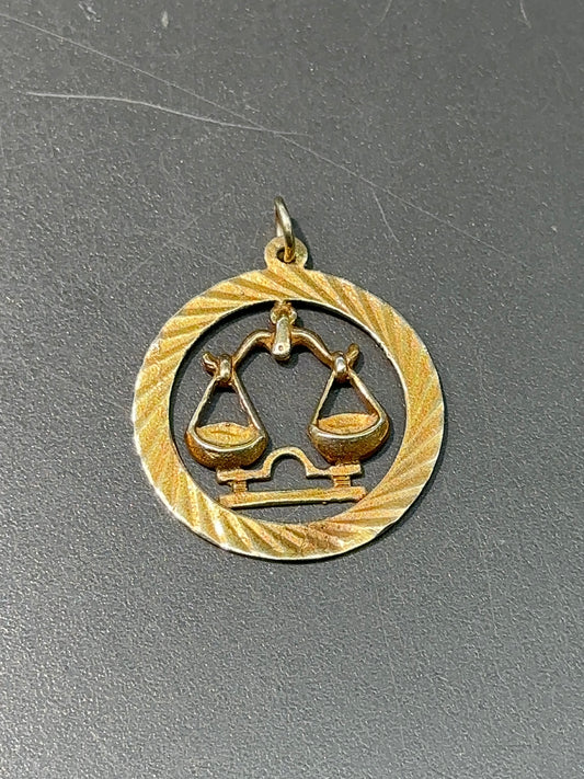 Vintage 14K Gold Large Libra Horoscope Charm