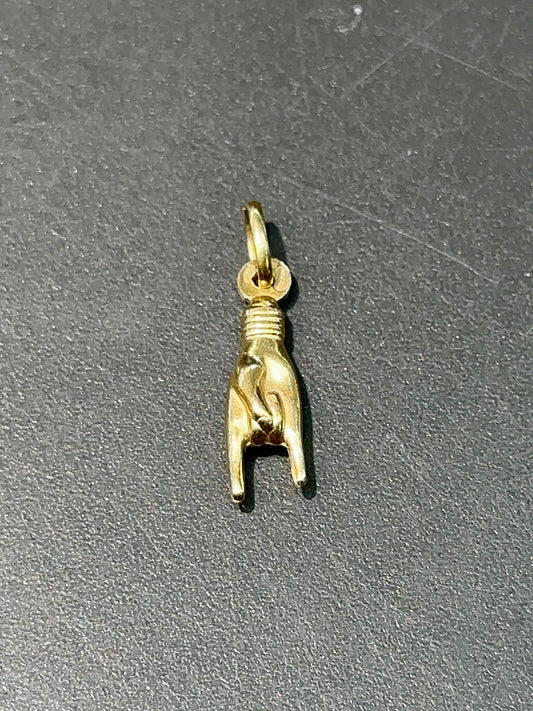 18K Gold Puffy Hollow Figa Arm Charm