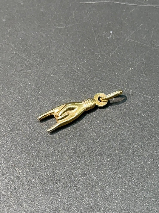 18K Gold Puffy Hollow Figa Arm Charm