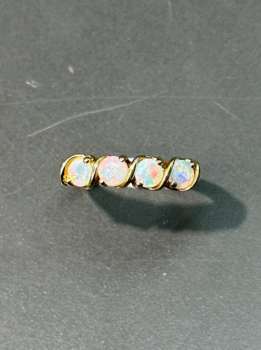 18K 金四石蛋白石戒指