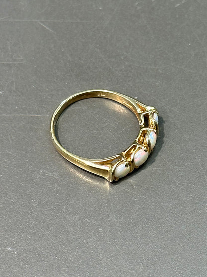 18K 金四石蛋白石戒指