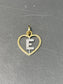 14K Gold Italian “E” Initial Open Heart Diamond Pendant