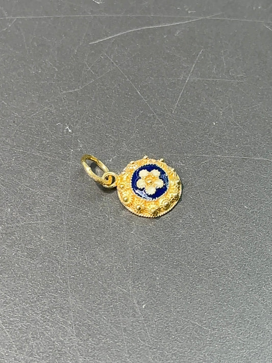 19K Gold Enamel Daisy Charm