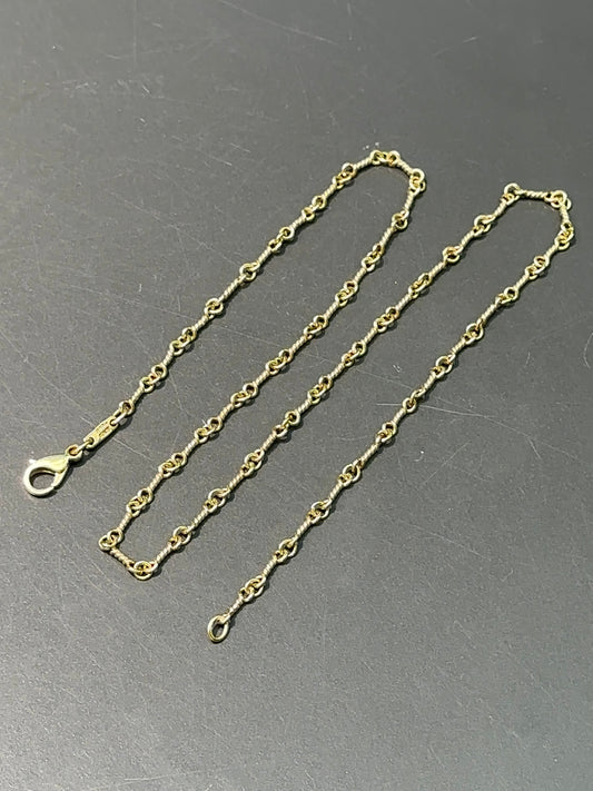 Junsy 18K Yellow Gold Twisted Rope Link Necklace