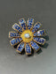 Vintage 14K Gold Sapphire and Diamond Daisy Brooch