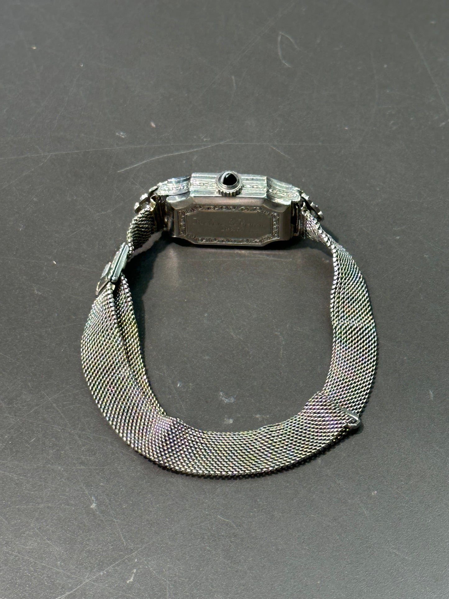 装饰艺术 18K 金钻石可调节网状手表手链