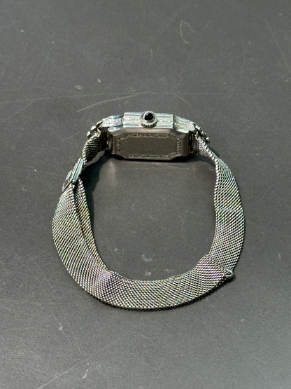 装饰艺术 18K 金钻石可调节网状手表手链