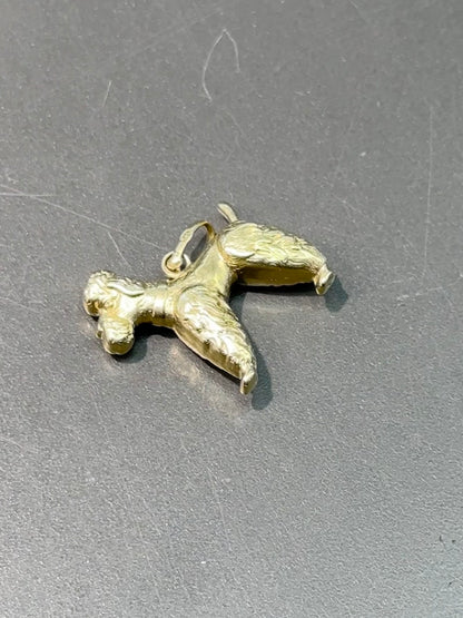 复古 14K 金立体镂空贵宾犬吊饰