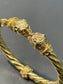 Vintage 18K Gold Double Lion Head Hinged Bracelet