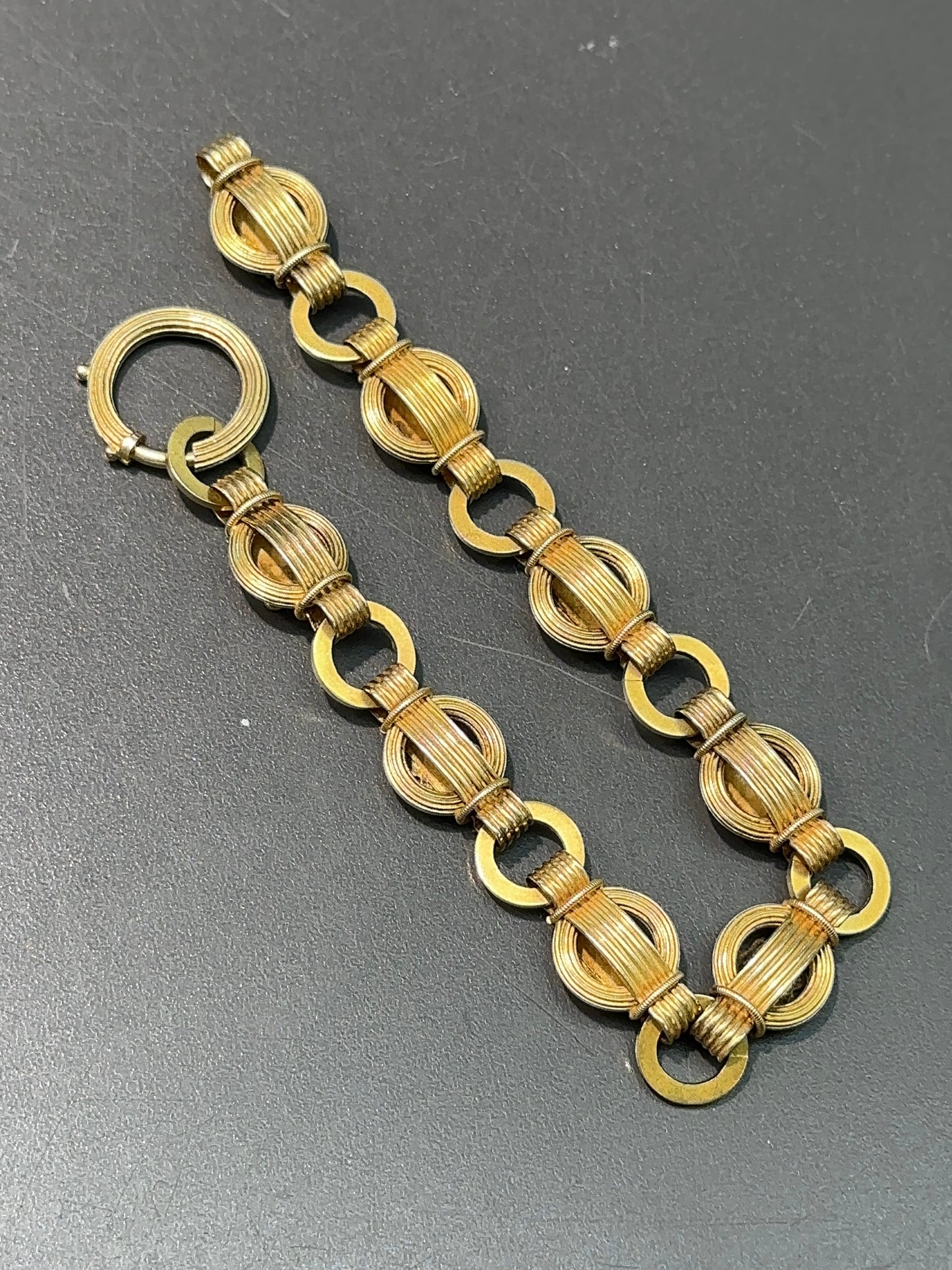 Victorian Etruscan Book Scroll Chain Link Bracelet