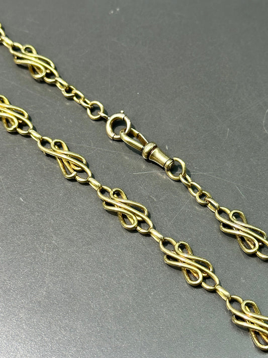 Antique French 18K Gold Motif Watch Chain Necklace