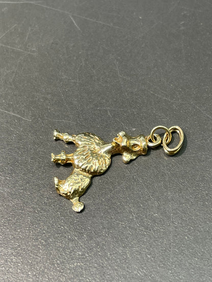 复古 14K 金贵宾犬吊饰