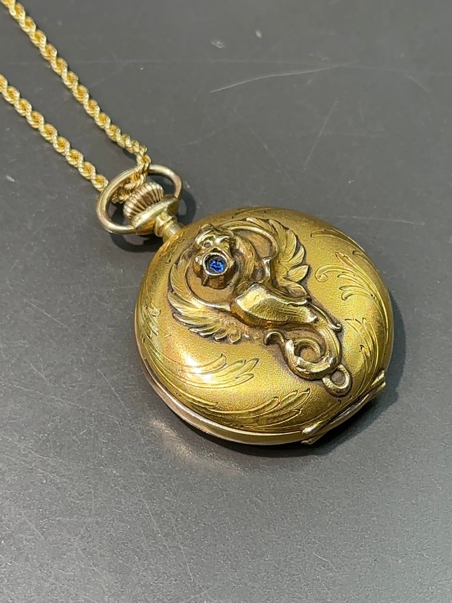 Art Nouveau 18K Gold Chimera Griffin Pocket Watch