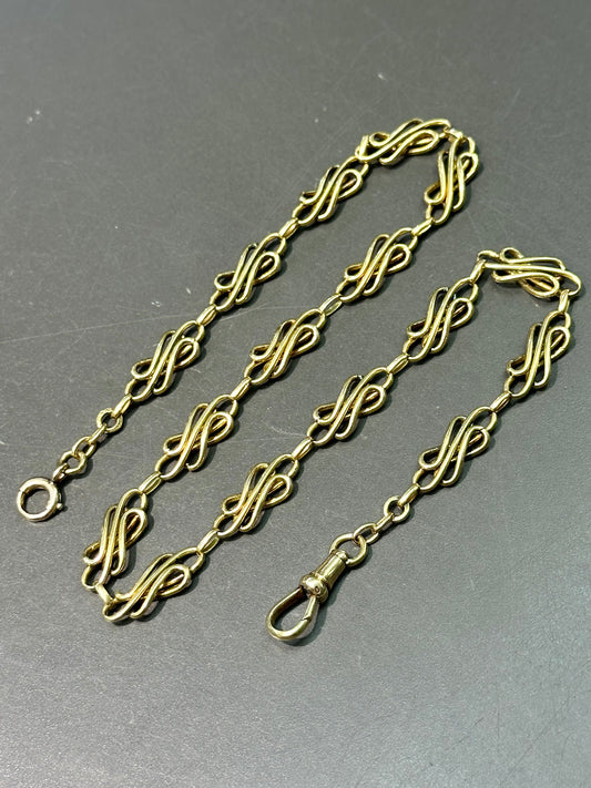 Antique French 18K Gold Motif Watch Chain Necklace