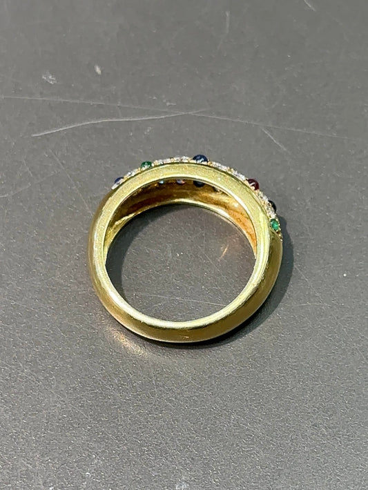 18K Gold Multi-Gemstone Pavé Ring