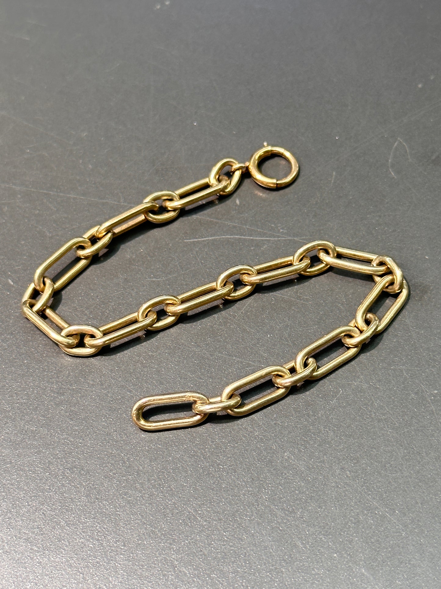 Vintage 14K Gold Rounded Paper Clip Bracelet 7.5”