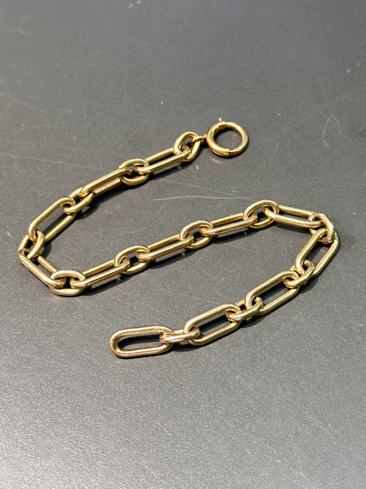 Vintage 14K Gold Rounded Paper Clip Bracelet 7.5”