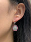 Art Deco Platinum 14K Gold Ruby Diamond Camphor Glass Hexagon Earrings