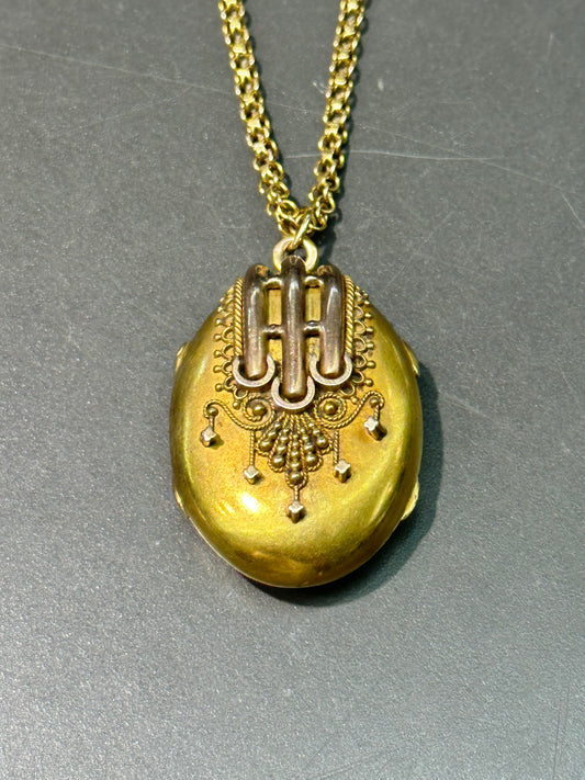 Victorian Etruscan 14K Gold Locket Pendant