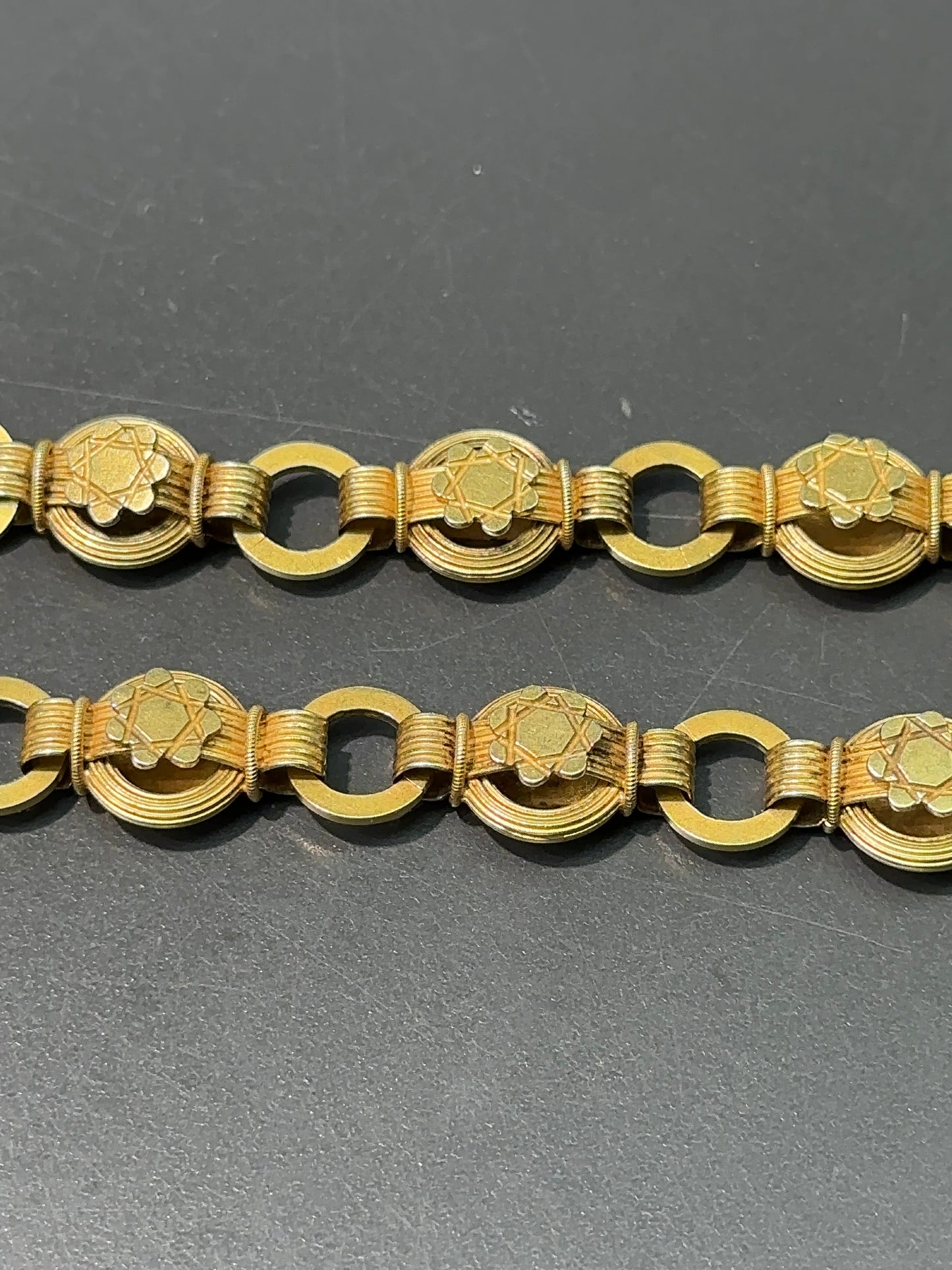 Victorian Etruscan Book Scroll Chain Link Bracelet