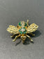 Vintage 14K Gold Emerald and Diamond Bee Pendant