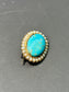 Broche victorienne en or 14 carats turquoise et halo de perles