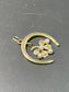 Vintage 14K Gold Large Pearl Horse Shoe Clover Pendant