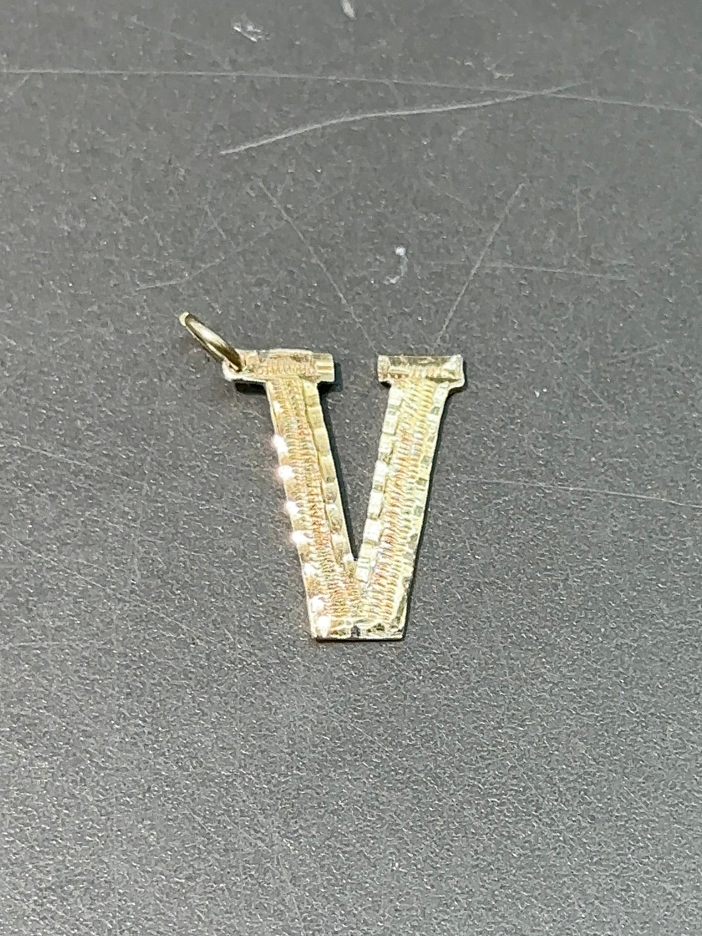 14K Gold “V” Initial Pendant