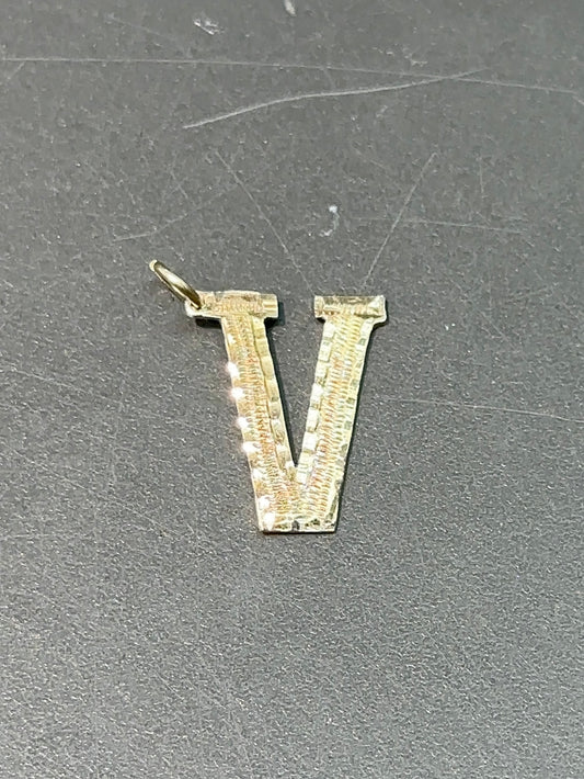 14K Gold “V” Initial Pendant