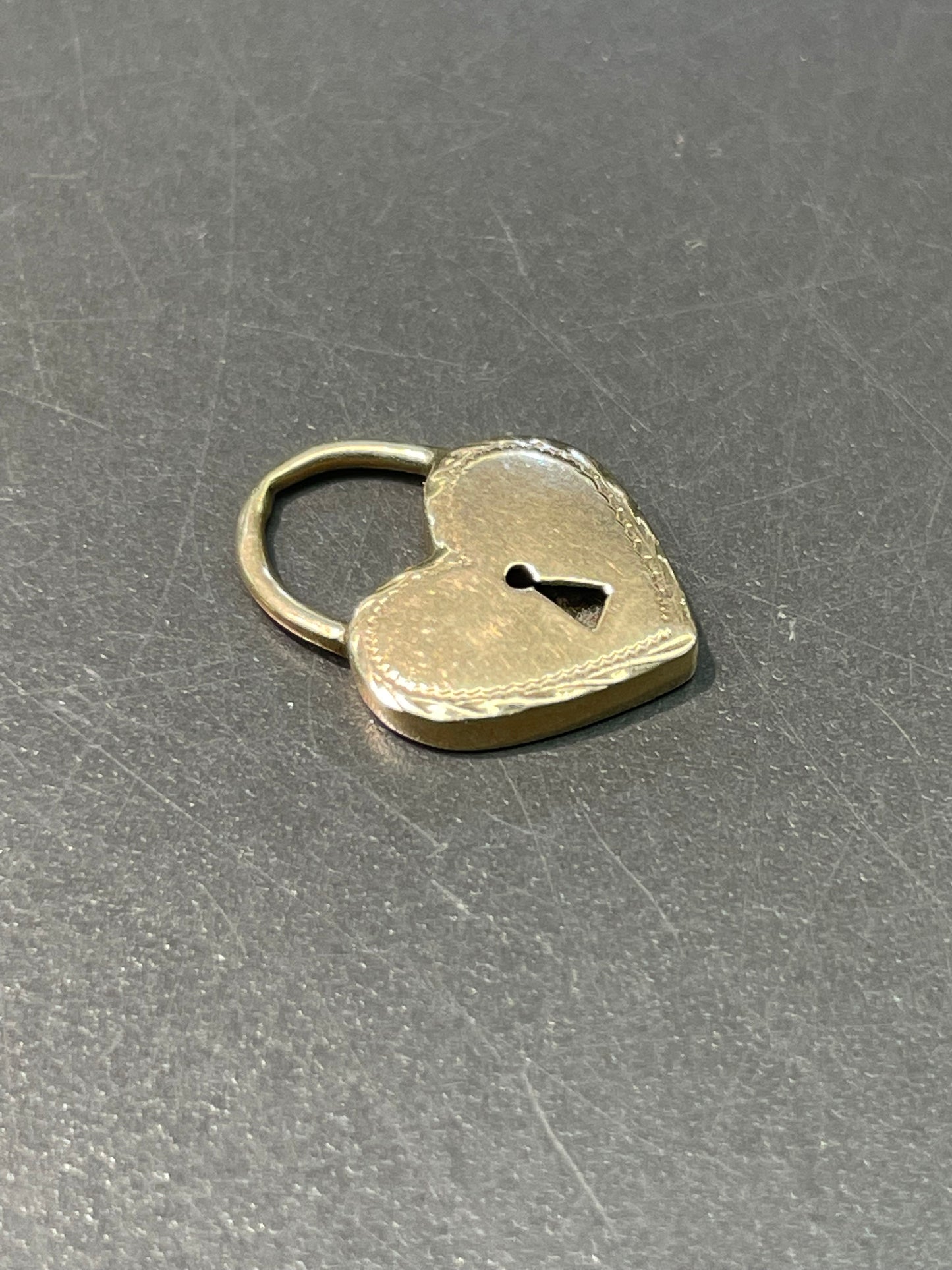 Vintage 14K Gold Heart Shape Padlock Charm Pendant