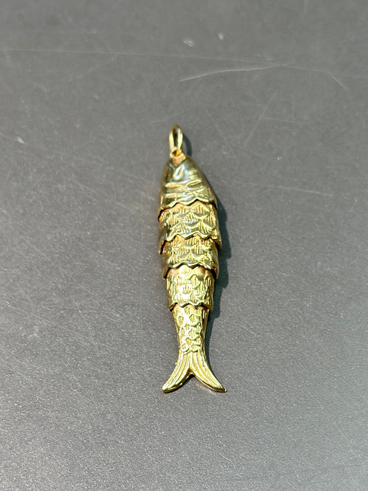 Vintage 14K Gold Articulated Fish Pendant