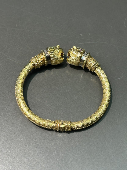古董 18K 金钻石和红宝石嵌合体旁路手链
