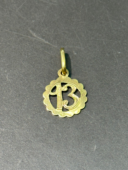 14K Gold Italian Lucky “13” Charm