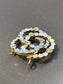 Art Nouveau 14K Gold Forget-Me-Not Love Knot Diamond Brooch Pendant