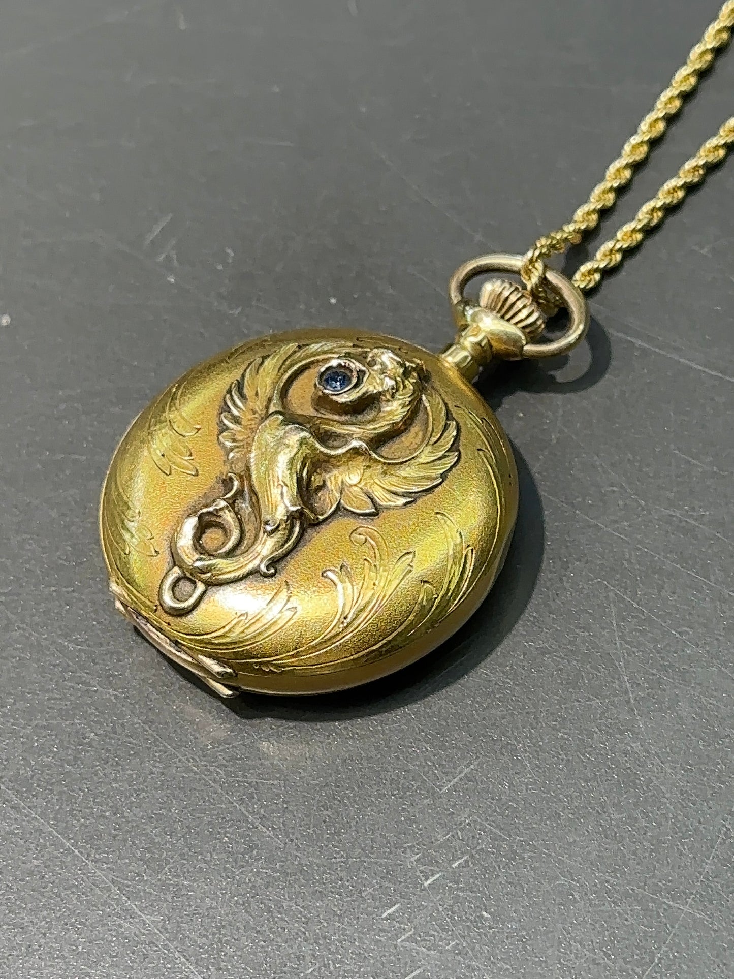 Montre de poche Art Nouveau Chimera Griffin en or 18 carats