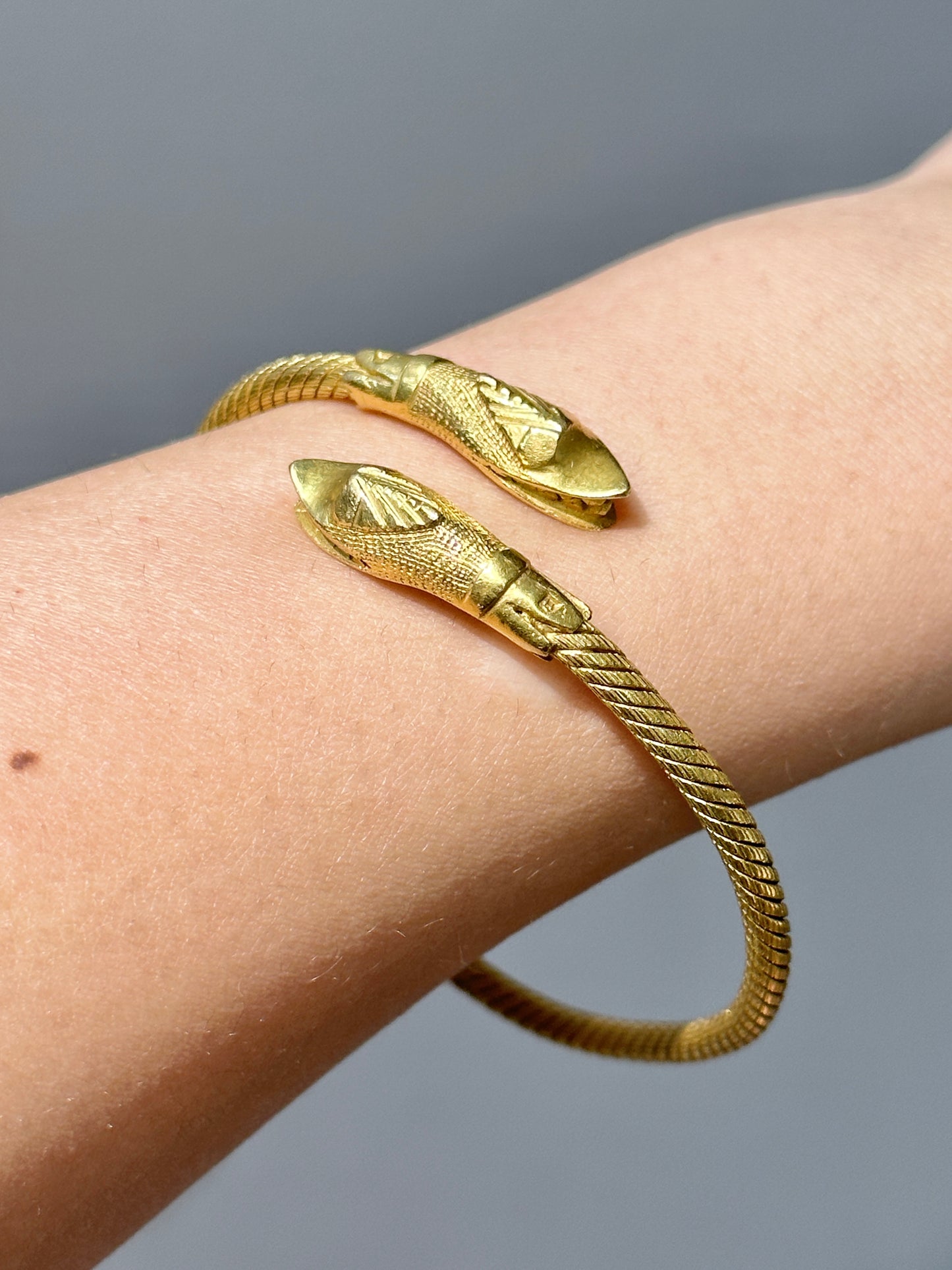 Egyptian 21K Gold Serpent Bracelet