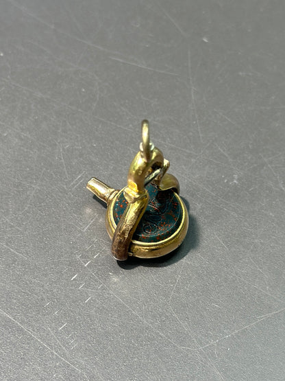 维多利亚风格 15CT 黄金硬石字母“RA”“AR”怀表钥匙吊坠