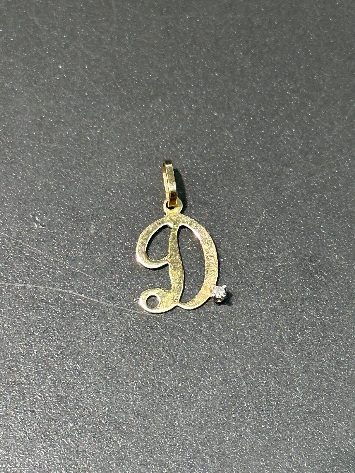 Vintage 14K Gold Diamond “D” Initial Charm