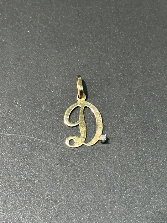 Vintage 14K Gold Diamond “D” Initial Charm