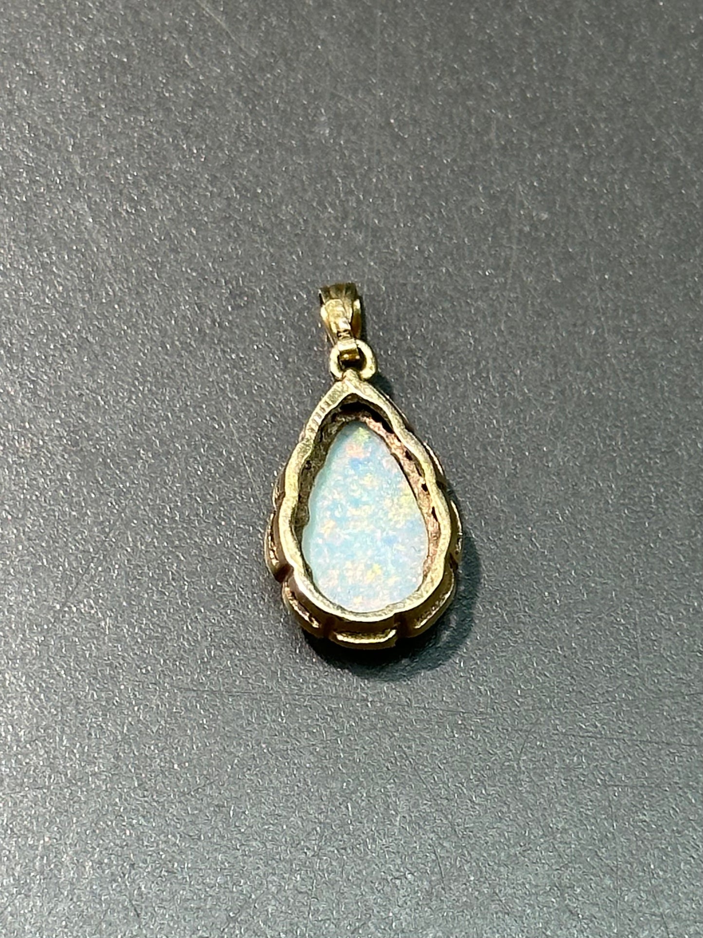 Victorian Style 14K Gold Drop Opal Pendant