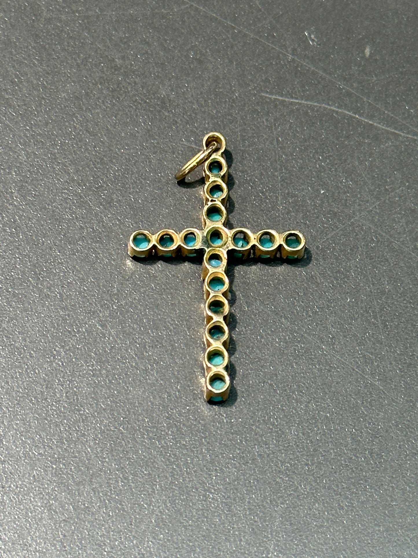 14K Gold Turquoise Cross Pendant