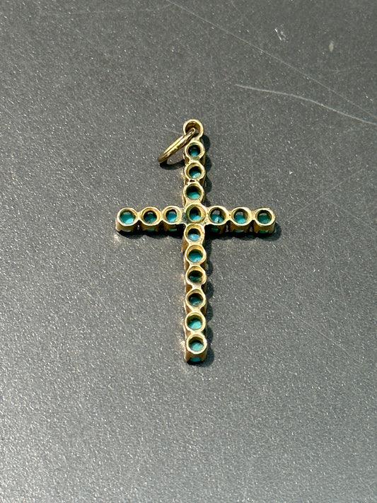 14K Gold Turquoise Cross Pendant