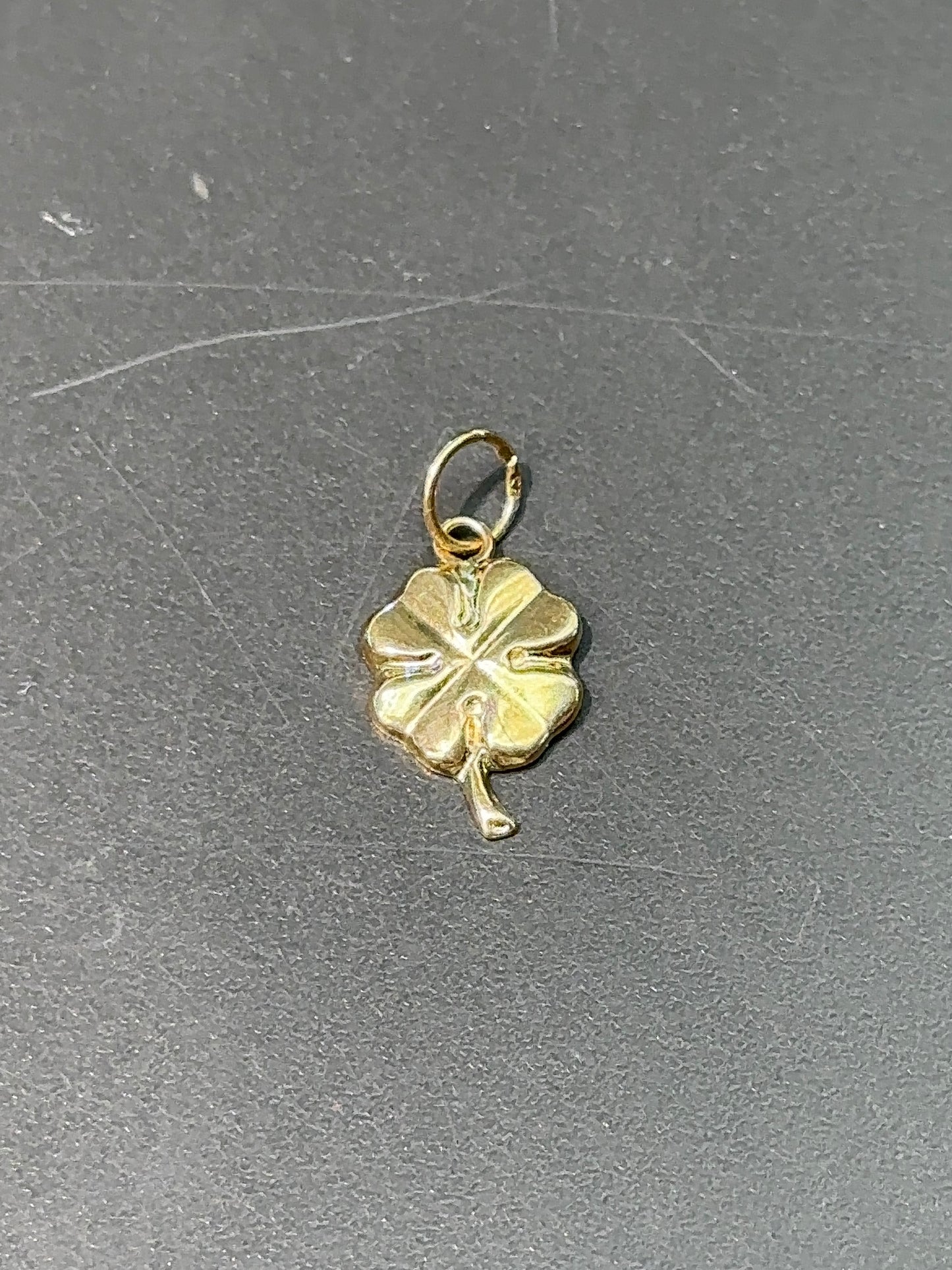 19K Gold Mini Lucky Four Leaf Clover Charm